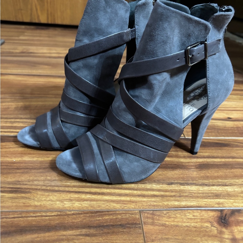 Vince Camuto Achika Grey Peep Toe Booties